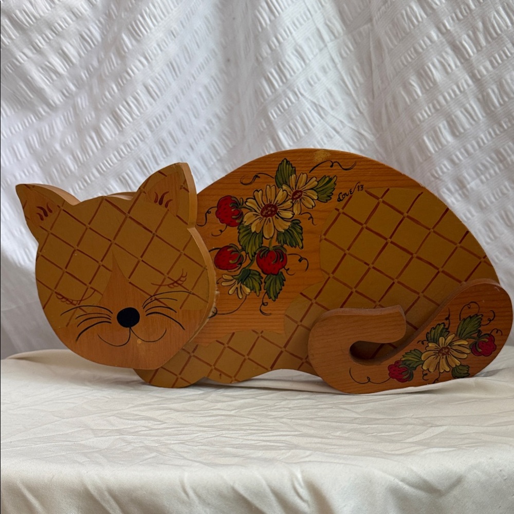 Vintage Wooden Cat door stopper